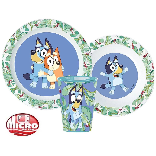 Bluey Ontbijtset - 3 delig - Bluey leaves - BPA Vrij - Lunchsetje - Bord - Beker - Mok - Verjaardagscadeau - Bluey